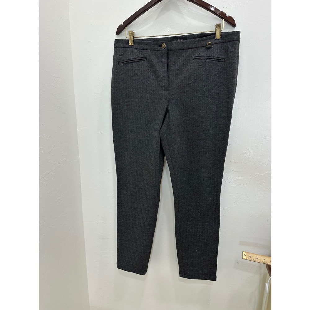 Talbots Dalton Grey Herringbone Ankle Pants Size 12 Stretch Career Trousers